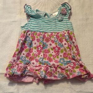 Floral Pink and Blue Kids Blouse